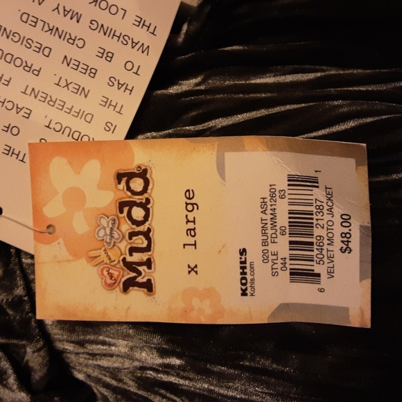 NWT Mudd Kohls Velvet Moto Jacket Juniors XL Womans Large Velour - Picture 6 of 6